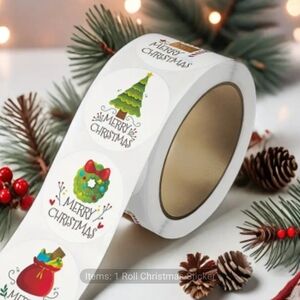 500 Count Christmas Sticker Roll New
